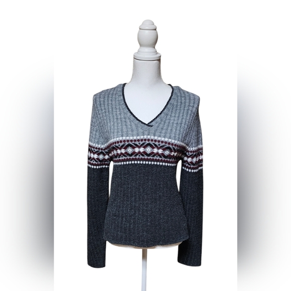 Vintage 80’s Adele Knitwear Cable Winter Sweater Women’s Medium USA Made Gray - Picture 2 of 7